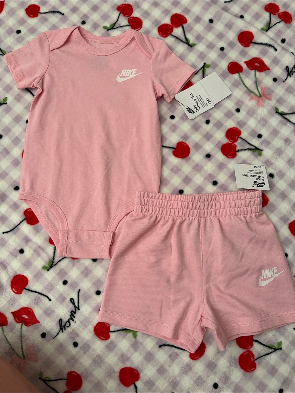 NWT Nike Baby Pink Bodysuit & Shorts Set Size 12M